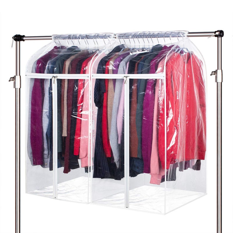 Zilink Clear Garment Bags for Storage 40 inch (2 Pack) Hanging Garment Rack Cover Suit Bags Organizer Hanging Clothes Cover for Suit Coats Jackets Dress Storage - Image 1